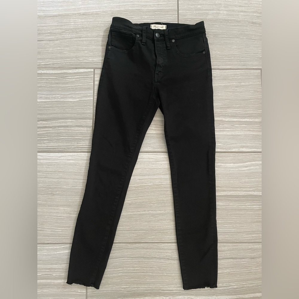 Madewell Black High-Rise Skinny Jeans | 28 | Frayed Hem